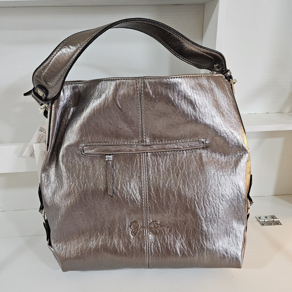 NWT Jessica Simpson Metallic Pewter Bronze Hobo Crossbody Bag Shoulder Purse